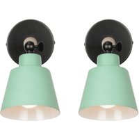 2x 180° Verstellbar Wandleuchte Metall Hölzern E27 Wandlampe Nordisch Moderne Stil Deckenlampe für Schlafzimmer Bar Café Badezimmer Mattgrün von AXHUP