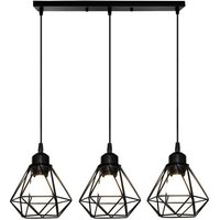 3 Flammig Kronleuchter Industriell in Rautenform Pendelleuchte Deckenlampe Metall E27 Leuchter für Küche Schlafzimmer Restaurant Schwarz von AXHUP
