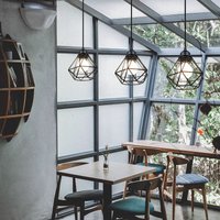 Axhup - 3er Pendelleuchte, Kronleuchter im Industri Stil, Antik Hängelampe mit Ø16cm Mini Diamant-Form Käfig E27 Halter für Wohnzimmer Schlafzimmer von AXHUP