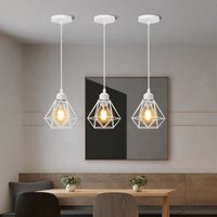 Axhup - 3er Pendelleuchte, Kronleuchter im Industri Stil, Antik Hängelampe mit Ø16cm Mini Diamant-Form Käfig E27 Halter für Wohnzimmer Schlafzimmer von AXHUP