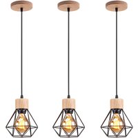 Axhup - 3er Pendelleuchte, Kronleuchter im Industri Stil, Antik Hängelampe mit Ø16cm Mini Diamant-Form Käfig E27 Halter für Wohnzimmer Schlafzimmer von AXHUP