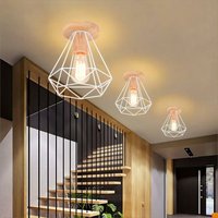 3x Industriell Deckenlampe in Rautenform Metall Hölzern Lüster Moderne Kronleuchter für Schlafzimmer Badezimmer Flur Korridor Weiß von AXHUP