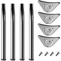 Edelstahl Möbelfüße 4er Set, Metall Tischbeine Höhen Verstellfüße für Esstisch Couchtisch Schreibtisch Kaffeetisch (72.5 cm / Edelstahlfarbe) von AXHUP