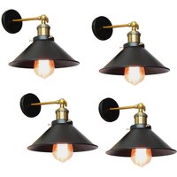 4x Metall Hotel Wandleuchte Industrial Retro Wandlampe Edison-Stil E27 Deckenlampe 22CM + 240° Drehung Schwarz & Antikes Messing von AXHUP