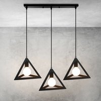 Pendelleuchte Vintage, 3 Flammig Eisen Kronleuchter im Dreieck-form, Antik Industrielle Hängelampe mit Geometrisch Käfig für Wohnzimmer Esszimmer von AXHUP