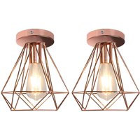 Axhup - Deckenlampe, Deckenleuchte im Retro Look, Material: Stahl, Farbe: Schwarz, Fassung: E27 Roségold 2 Pack von AXHUP