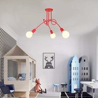Axhup - Deckenlampe Vintage Industriell Stil Deckleuchte Spinne Eisen Kronleuchter Innen E27 für Wohnzimmer Schlafzimmer Rot 3 Flammig von AXHUP