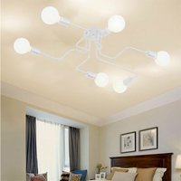 Deckenleuchte Spinne Deckenlampe Industri Stil Semi-Flush Mount Licht mit E27 Lampenfassung für Flur Esszimmer Schlafzimmer - 6 Flammig Weiß von AXHUP