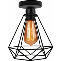 Axhup - Deckenleuchte Vintage, 1 Flammig Deckenlampe im Industri Stil, Art Diamant Lampe mit Käfig für Wohnzimmer Schlafzimmer Esszimmer Schwarz 1PCS von AXHUP