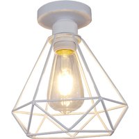 Deckenleuchte Vintage, 1 Flammig Deckenlampe im Industri Stil, Art Diamant Lampe mit Käfig für Wohnzimmer Schlafzimmer Esszimmer Weiß - 1PCS von AXHUP