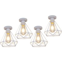Axhup - Deckenleuchte Vintage, 1 Flammig Deckenlampe im Industri Stil, Art Diamant Lampe mit Käfig für Wohnzimmer Schlafzimmer Esszimmer Weiß - 4PCS von AXHUP