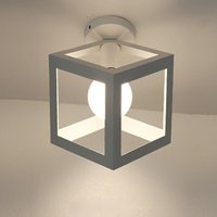 Axhup - Deckenleuchte Vintage Deckenlampe mit Käfig Antik Semi-Flush Mount Würfel Form Licht E27 Lampenfassung für Esszimmer Schlafzimmer Loft (Weiß) von AXHUP