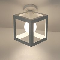 Deckenleuchte Vintage Deckenlampe mit Käfig Antik Semi-Flush Mount Würfel Form Licht E27 Lampenfassung für Esszimmer Schlafzimmer Loft (Weiß) von AXHUP