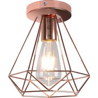 Deckenleuchte Vintage Industri Diamant Deckenlampe mit Ø20cm Käfig Semi-Flush Mount Eisen Licht E27 Lampenfassung für Esszimmer Schlafzimmer Loft Bar von AXHUP