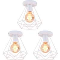 Axhup - Deckenleuchte Vintage Industri Diamant Deckenlampe mit Ø20cm Käfig Semi-Flush Mount Eisen Licht E27 Lampenfassung für Esszimmer Schlafzimmer von AXHUP