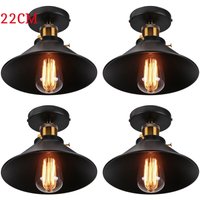 Axhup - Deckenleuchte Vintage Retro Deckenlampe Industriell Eisen Lampenschirm Hutform 22cm Schwarz 4PCS von AXHUP