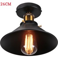 Axhup - Deckenleuchte Vintage Retro Deckenlampe Industriell Eisen Lampenschirm Hutform 26cm Schwarz 1PCS von AXHUP