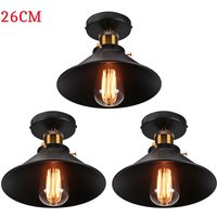 Deckenleuchte Vintage Retro Deckenlampe Industriell Eisen Lampenschirm Hutform 26cm Schwarz 3PCS von AXHUP