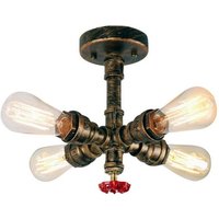 Deckenleuchte im Industri Stil, 4 Flammig Kreativ Deckenlampe, Wasserrohr Kronleuchter für Wohnzimmer Schlafzimmer Esszimmer (Bronze) von AXHUP