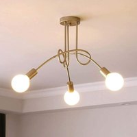 Deckleuchte 3 Flammig Vintage Industriell Stil Deckenlampe Spinne Eisen Kronleuchter mit E27 Fassung Innen für Wohnzimmer Schlafzimmer (Gold) von AXHUP