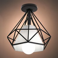 Deckleuchte Diamant Vintage Industriell Stil Deckenlampe mit Ø20cm Lampenschirm Innen E27 Fassung für Wohnzimmer Schlafzimmer Flur Schwarz 1PCS von AXHUP