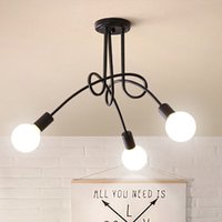 Deckleuchte Vintage Industriell Stil Deckenlampe Spinne Eisen Kronleuchter mit E27 Fassung Innen für Wohnzimmer Schlafzimmer 3 Flammig Schwarz von AXHUP