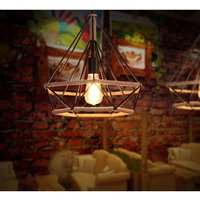 Axhup - Industrial Kronleuchter mit Hanfseil Vintage Käfig Diamant Form Pendelleuchte Metall Ø25cm Deckenlampe E27 für Esszimmer Wohnzimmer Küche von AXHUP