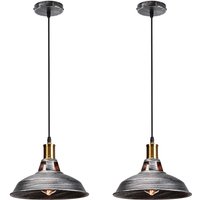 Industriell Pendelleuchte Lampenschirm Vintage Hängelampe aus Metall Edisen E27 Lampe für Loft Esszimmer Wohnzimmer Flur Grau 2PCS von AXHUP