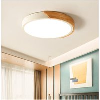 Nordisch Moderne led Deckenlampe Metall Hölzern Schlafzimmer Leuchte 20cm Runde Deckenleuchte in Kühles Weißes Licht für Badezimmer Wohnzimmer Flur von AXHUP