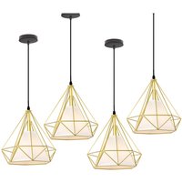 Pendelleuchte, 1 Flammig Hängelampe in Diamant Form, Vintage Kronleuchter mit Käfig für Wohnzimmer Schlafzimmer Esszimmer Küche - Gold mit Schwarzes von AXHUP
