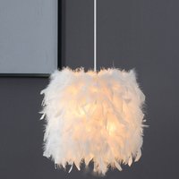 Pendelleuchte, 1 Flammig Moderne Kronleuchter, Romantisch Hängelampe mit Ø22cm Feder Ball Lampenschirm für Wohnzimmer Esszimmer (Weiß) von AXHUP