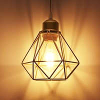 Pendelleuchte, Kronleuchter im Industri Stil, Antik Hängelampe mit Ø16cm Mini Diamant-Form Käfig E27 Halter für Wohnzimmer Schlafzimmer Esszimmer von AXHUP