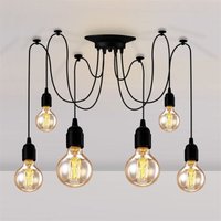 Pendelleuchte, Vintage Spinne Kronleuchter, Hängelampe E27 Edison diy für Küche Wohnzimmer Esszimmer Schwarz - 6 Flammig/150cm von AXHUP