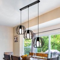 Axhup - Pendelleuchte 3 Flammig Runden-form Hängelampe mit Käfig Eisen Lampe E27 Edison Fassung für Loft Esszimmer Schlafzimmer (Schwarz) von AXHUP