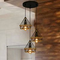 Axhup - Pendelleuchte Hanf Seil,3 Flammig Kronleuchter im Ø25cm Diamant-form, Retro Industrielle Hängelampe mit Käfig für Wohnzimmer Esszimmer Axhup - Pendelleuchte Hanf Seil,3 Flammig Kronleuchter im Ø25cm Diamant-form, Retro Industrielle Hängelampe mit Käfig für Wohnzimmer Esszimmer von AXHUP