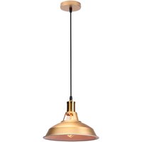 Pendelleuchte Industriell aus Metall E27 Lampenschirm Lampe Vintage Retro 27cm x 12,5cm für Loft Esszimmer Wohnzimmer Flur Gold und Weiß 1PCS von AXHUP