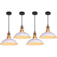 Pendelleuchte Lampenschirm Retro Hängelampe aus Metall Edisen E27 Lampe für Loft Esszimmer Wohnzimmer Flur Weiß - 4PCS von AXHUP