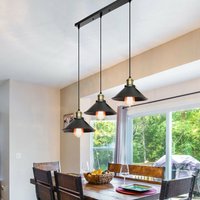 Pendelleuchte Schwarz 3 Flammig Kronleuchter Industrielle Stil Hängelampe mit Ø22cm Metall Lampenschirm Regenschirm Edison Loft von AXHUP