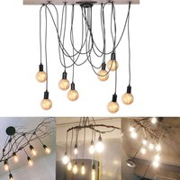 Axhup - Pendelleuchte Spinne 8 Flammig Vintage Edison Hängend Lampe Kronleuchter für Loft Schlafzimmer Wohnzimmer Esszimmer (150cm/Schwarz) von AXHUP