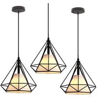 Pendelleuchte Vintage, Hängelampe im Retro Look, Diamant Form Kronleuchter mit Käfig für Wohnzimmer Schlafzimmer Esszimmer Küche Schwarz 3PCS von AXHUP