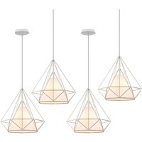 Axhup - Pendelleuchte Vintage, Hängelampe im Retro Look, Diamant Form Kronleuchter mit Käfig für Wohnzimmer Schlafzimmer Esszimmer Küche Weiß - 4PCS von AXHUP