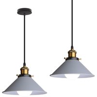 Axhup - Pendelleuchte Vintage Kronleuchter mit Ø22cm Metall Lampenschirm Hängelampe Edison Art Lampe für Esszimmer Wohnzimmer Restaurant Grau - 2PCS von AXHUP