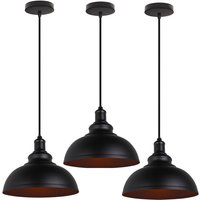 Pendelleuchte Vintage Kuppel Hängelampe Industrielle Hängelampe mit Ø29cm Lampenschirm Edison für Loft Bar Wohnzimmer Esszimmer Schwarz 3PCS von AXHUP