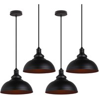 Axhup - Pendelleuchte Vintage Kuppel Hängelampe Industrielle Hängelampe mit Ø29cm Lampenschirm Edison für Loft Bar Wohnzimmer Esszimmer Schwarz 4PCS von AXHUP