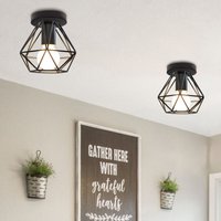 Axhup - 3x Industriell Metall Deckenlampe Lüster in Rautenform E27 für Wohnzimmer Schlafzimmer Badezimmer Bar Eingang Korridor Schwarz von AXHUP