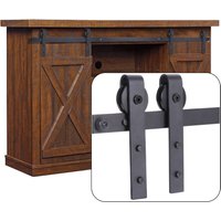 Axhup - Schiebetürbeschlag 140cm, j Formwalze Mini Schwerlast Schiebetürsystem Set für Doppeltür Schrank tv Ständer Schrank (Schwarz) von AXHUP