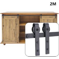 Schiebetürbeschlag 200cm, j Formwalze Mini Schwerlast Schiebetürsystem Set für Doppeltür Schrank tv Ständer Schrank (Schwarz) von AXHUP