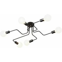 Deckenleuchte Schwarz 6 Flammig Spinne Deckenlampe Industri Stil Semi-Flush Mount Licht mit E27 Lampenfassung für Flur Esszimmer Schlafzimmer von AXHUP