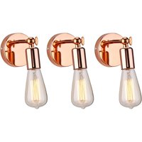 Wandleuchte, Moderne 180 Degree Einstellbar Einfach Wandlampe aus Metall für Schlafzimmer Wohnzimmer Esszimmer Roségold 3PCS von AXHUP