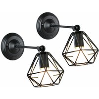 Axhup - Wandleuchte, Wand Lampe, Im Industrial Stil, Diamant Käfig, E27 Fassung, 2 Stück (Schwarz) von AXHUP